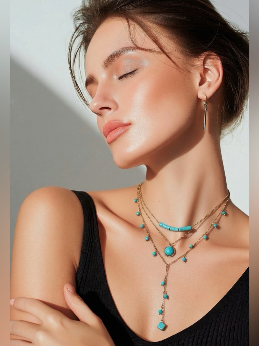 Turquoise and Gold layered necklace